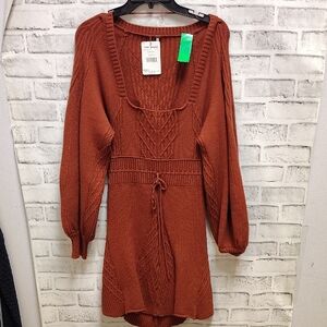 Free People Terracotta Long Sleeve Dress